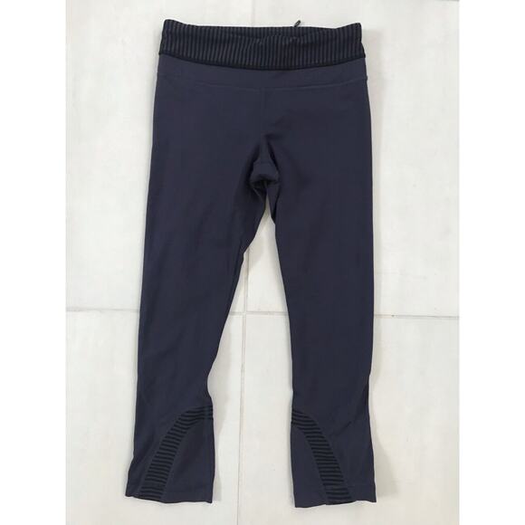 Lululemon Run Stripe Inspire Crop II Activewear Pants Cadet - Picture 1 of 11